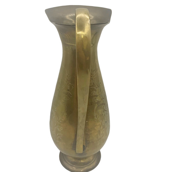 Vintage Brass Pitcher with Floral Design Engraved - Picture 9 of 11